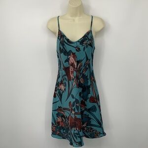 All Saints Bryony Batu mini dress silky blue tropical floral new 6 Small